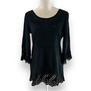 Juicy Couture Black Cut-Out Blouse Size 8
